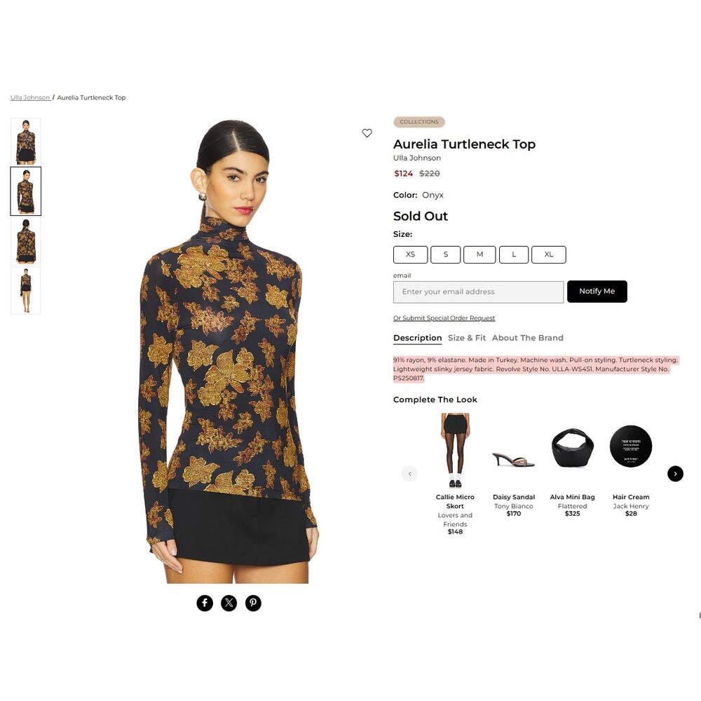 Ulla Johnson Aurelia Turtleneck Top in Onyx NWT - image 12